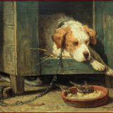  Henriette Ronner-Knip | Kat bespiedt vogels bij een slapende hond , ca. 1875 | Olie op paneel | 32,5 x 44,5 cm